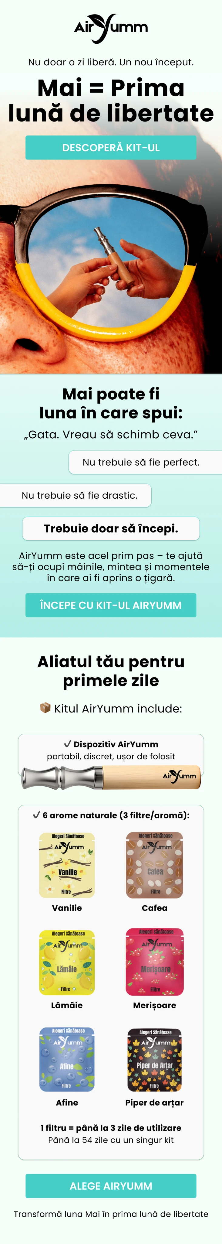 Newsletter despre renunțarea la fumat cu un dispozitiv de respirație aromat