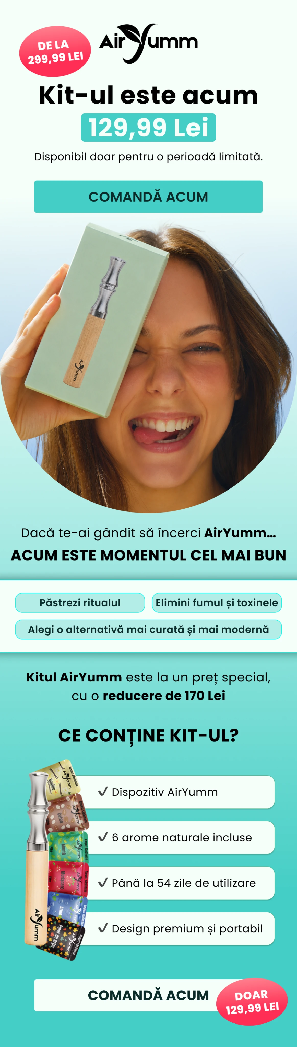 Newsletter despre un kit de inhalare aromatică fără fum, la reducere