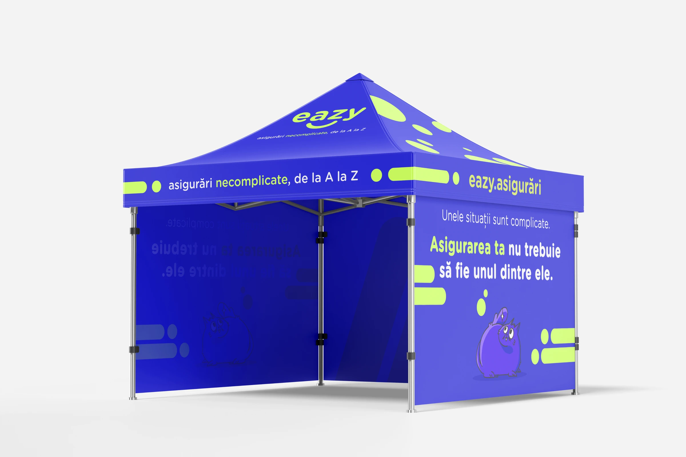 Machetă de cort promoțional pentru servicii de asigurări fără complicații