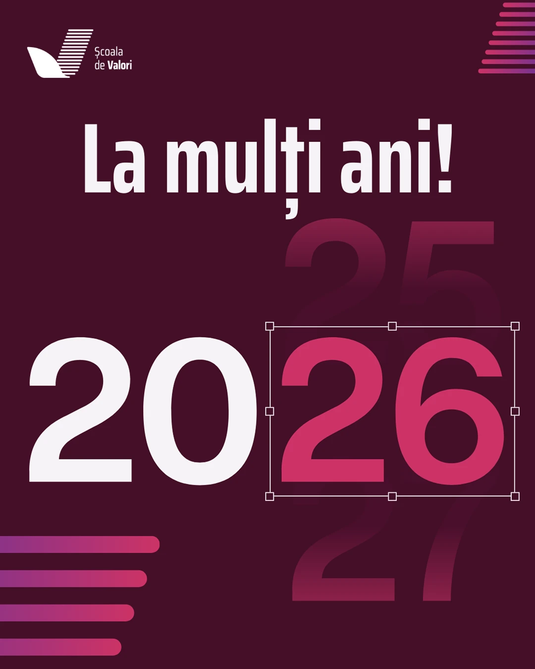 Postare pe rețelele sociale care celebrează sosirea anului 2026