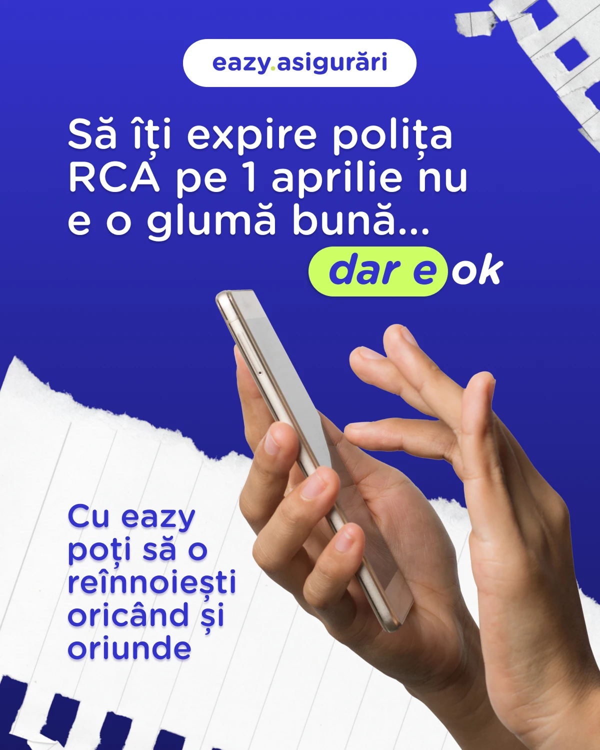 Postare social media despre reînnoirea online a asigurării RCA de 1 aprilie