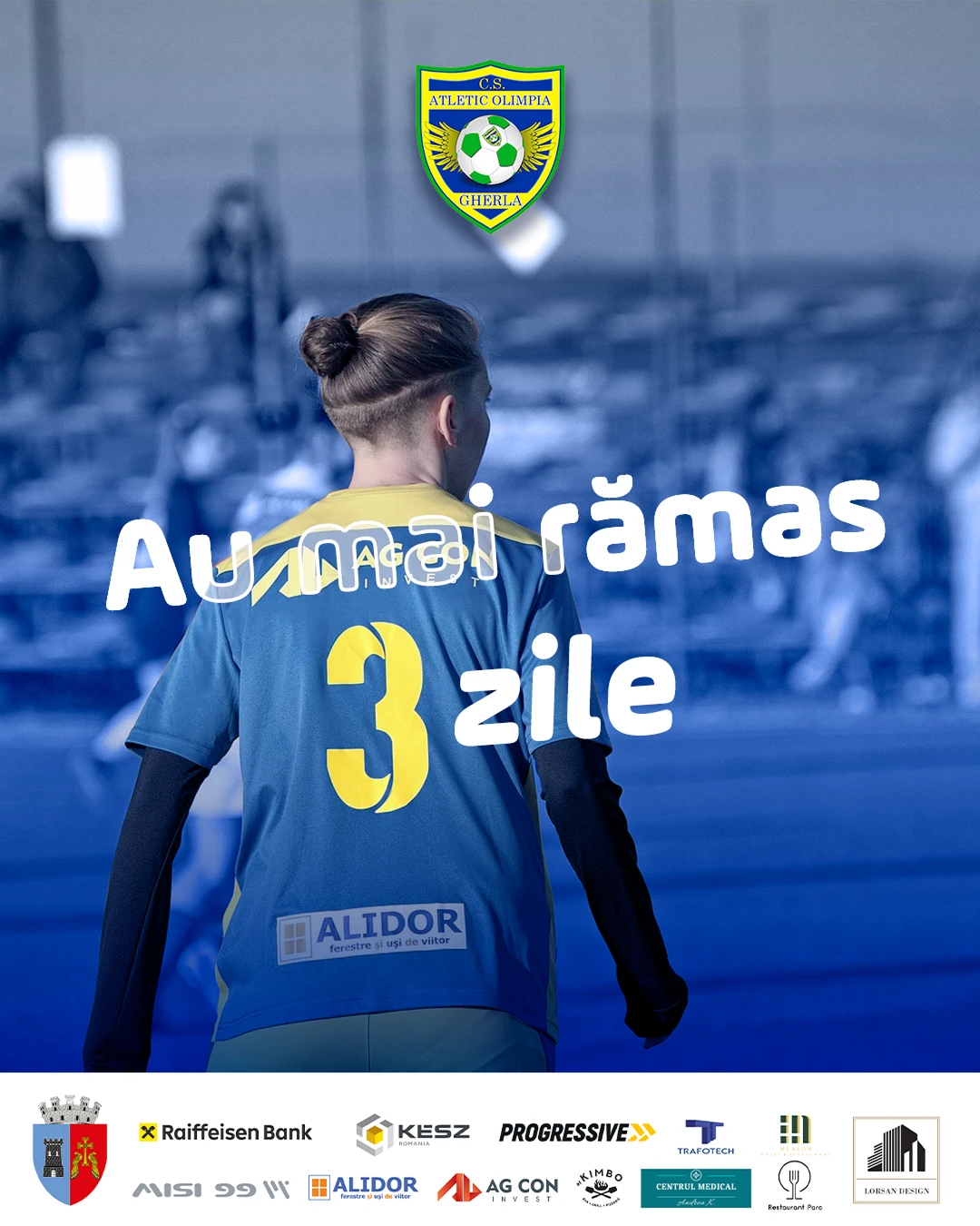 Postare pe rețele sociale anunțând trei zile până la un eveniment fotbalistic